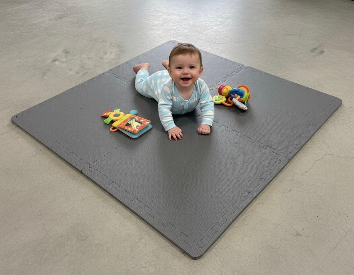 מזרן רצפה דגם פאזל דו צדדי 60/60/2 ס"מ - צבע אפור